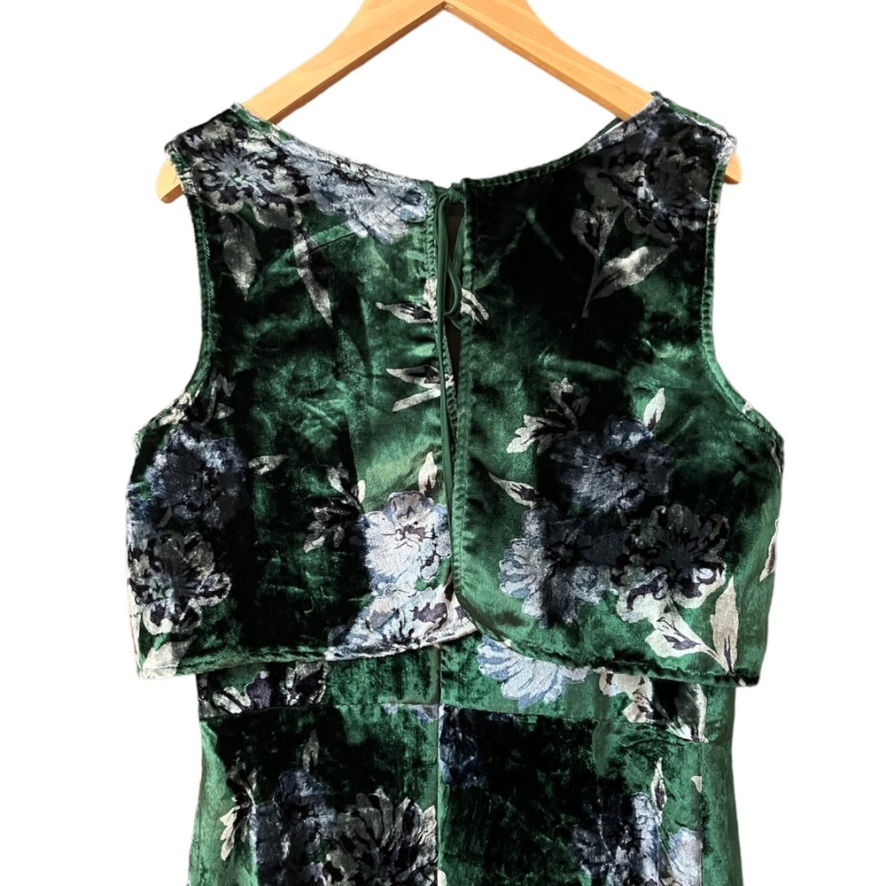 Eva Franco Green Velvet Parlor Rose Velvet Sleeveless High Low Brie Dress 12 - Picture 3 of 5